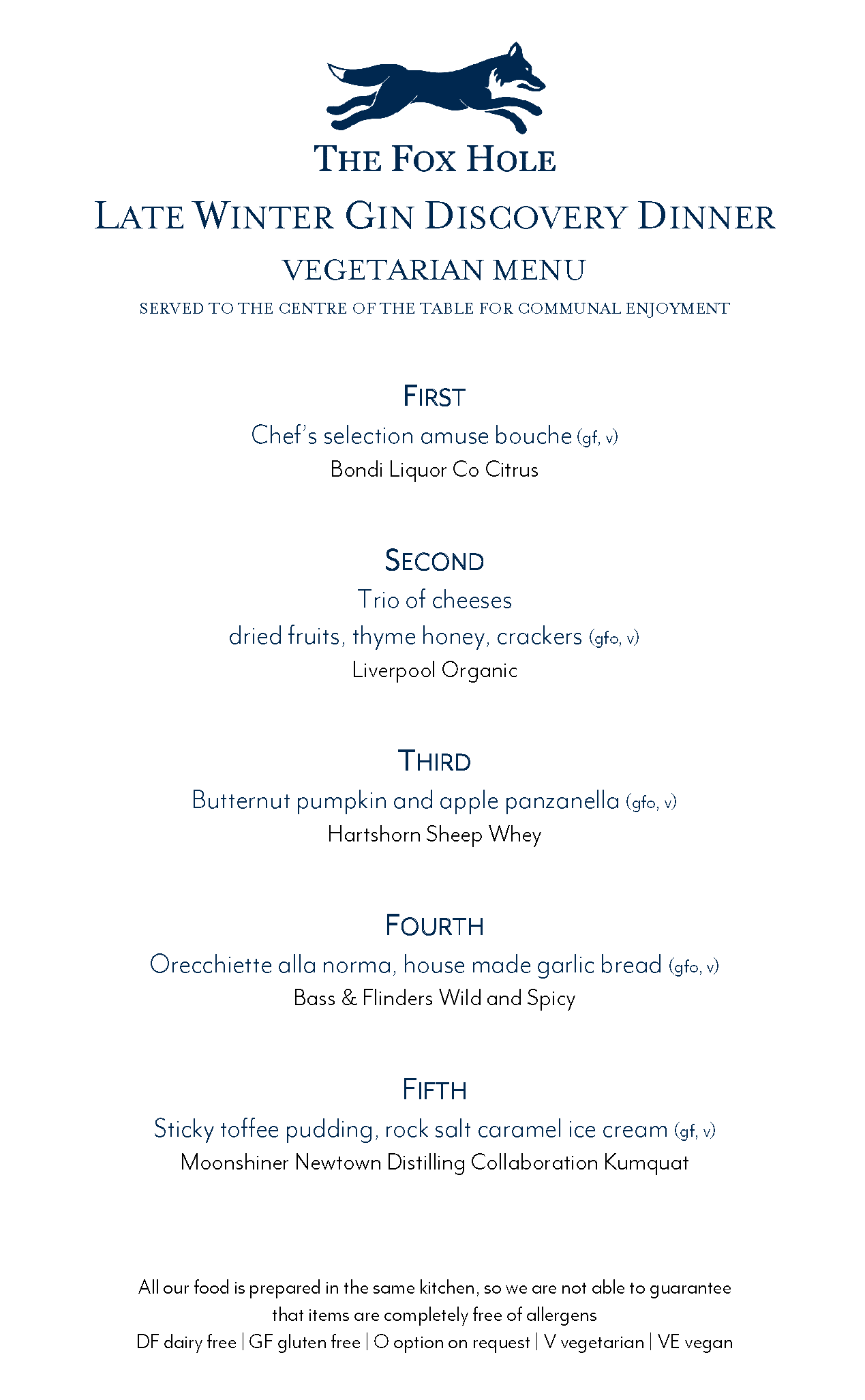 Vegetarian Menu